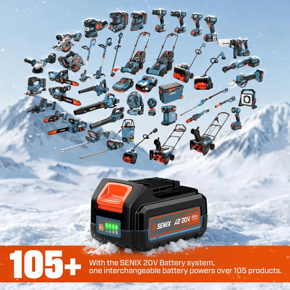 SENIX Cordless Snow Shovel 13" | Efficient, Lightweight & Dual Battery Power for Indian Winters - view 8