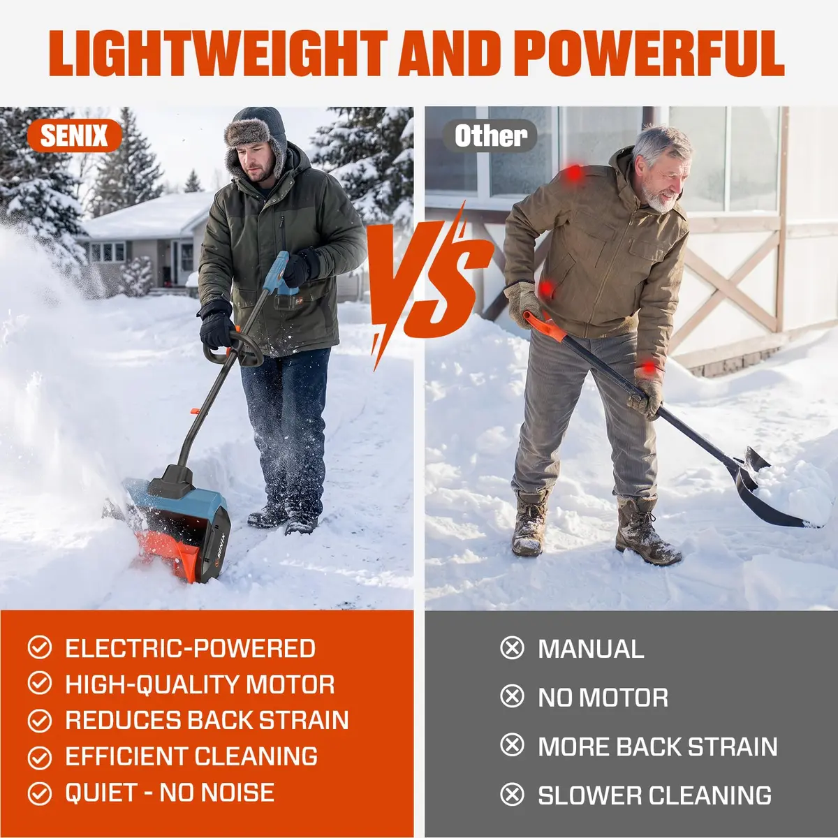 SENIX Cordless Snow Shovel 13" | Efficient, Lightweight & Dual Battery Power for Indian Winters - view 9