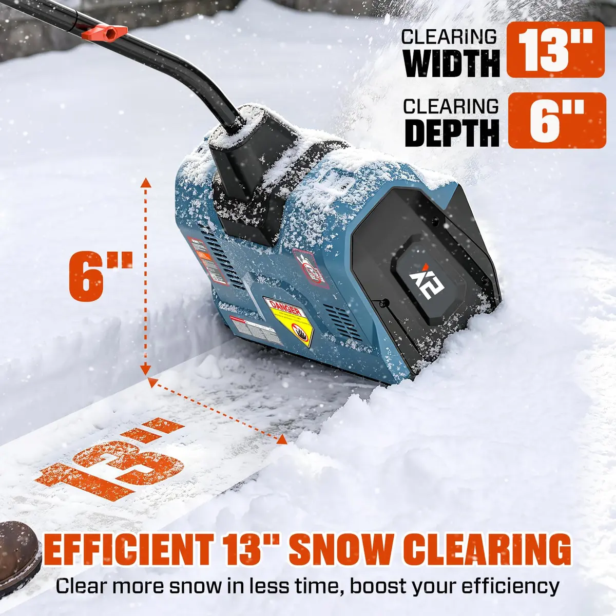 SENIX Cordless Snow Shovel 13" | Efficient, Lightweight & Dual Battery Power for Indian Winters - view 4
