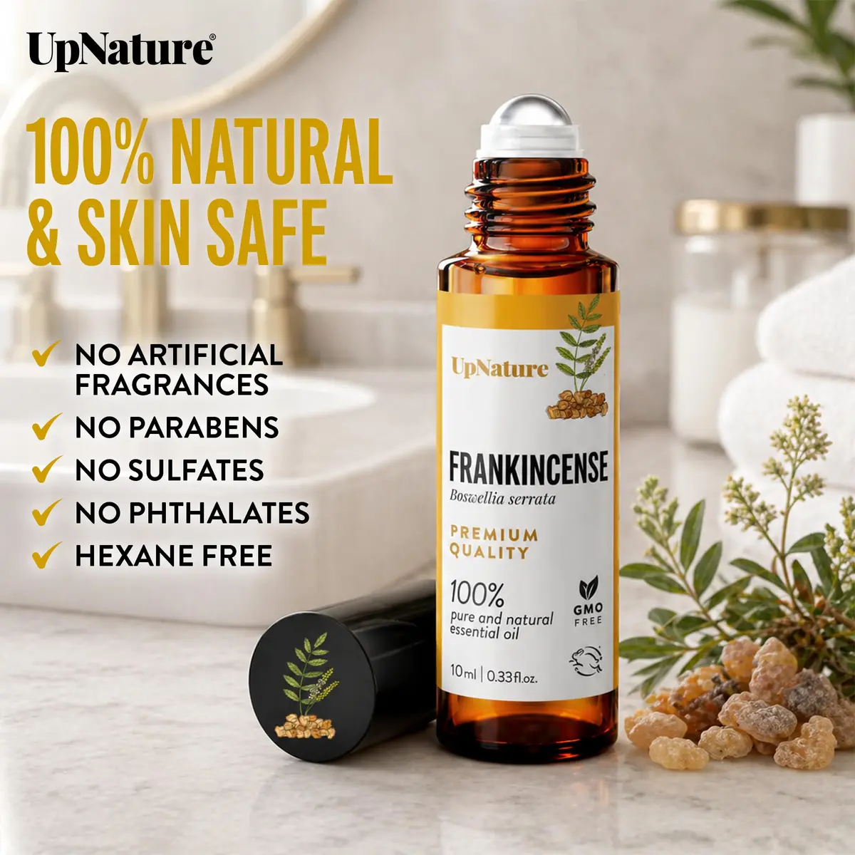 UpNature Frankincense Essential Oil Roll On 9.75ml (0.33 Fl Oz) | Pure Oil for Face & Skin - view 3