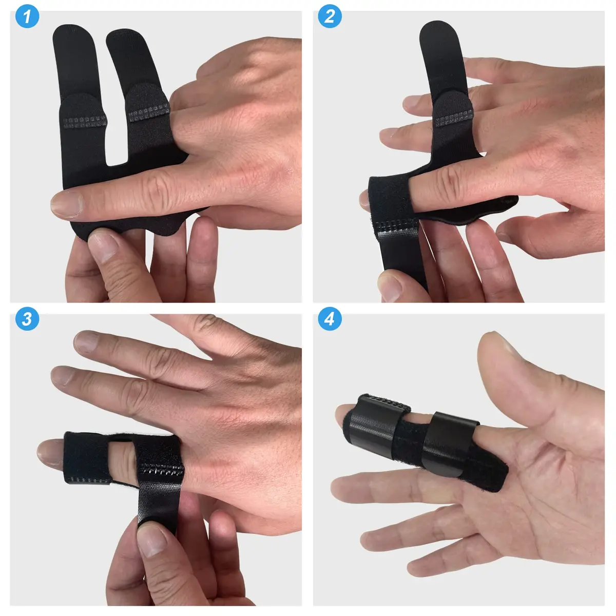 NSKONGDODO Trigger Finger Splint Brace for Knuckle Immobilization, Arthritis Relief, Pain Relief, Fits Index, Middle, Ring Fingers (2 Pack, Black) - view 4