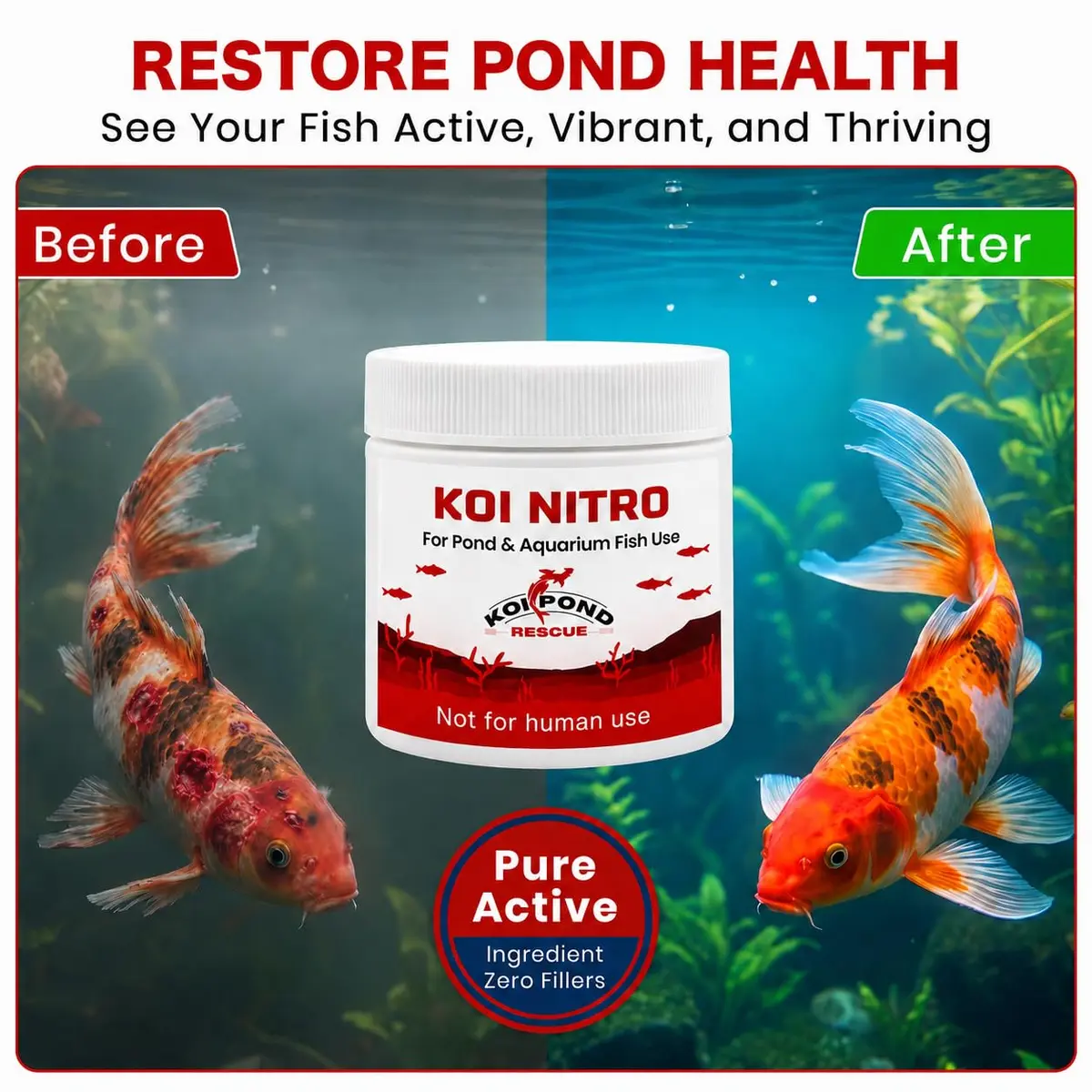 Koi Pond Rescue Koi Nitro Water Treatment 10 Gram (0.35 oz) | For Freshwater & Marine Aquariums - view 2
