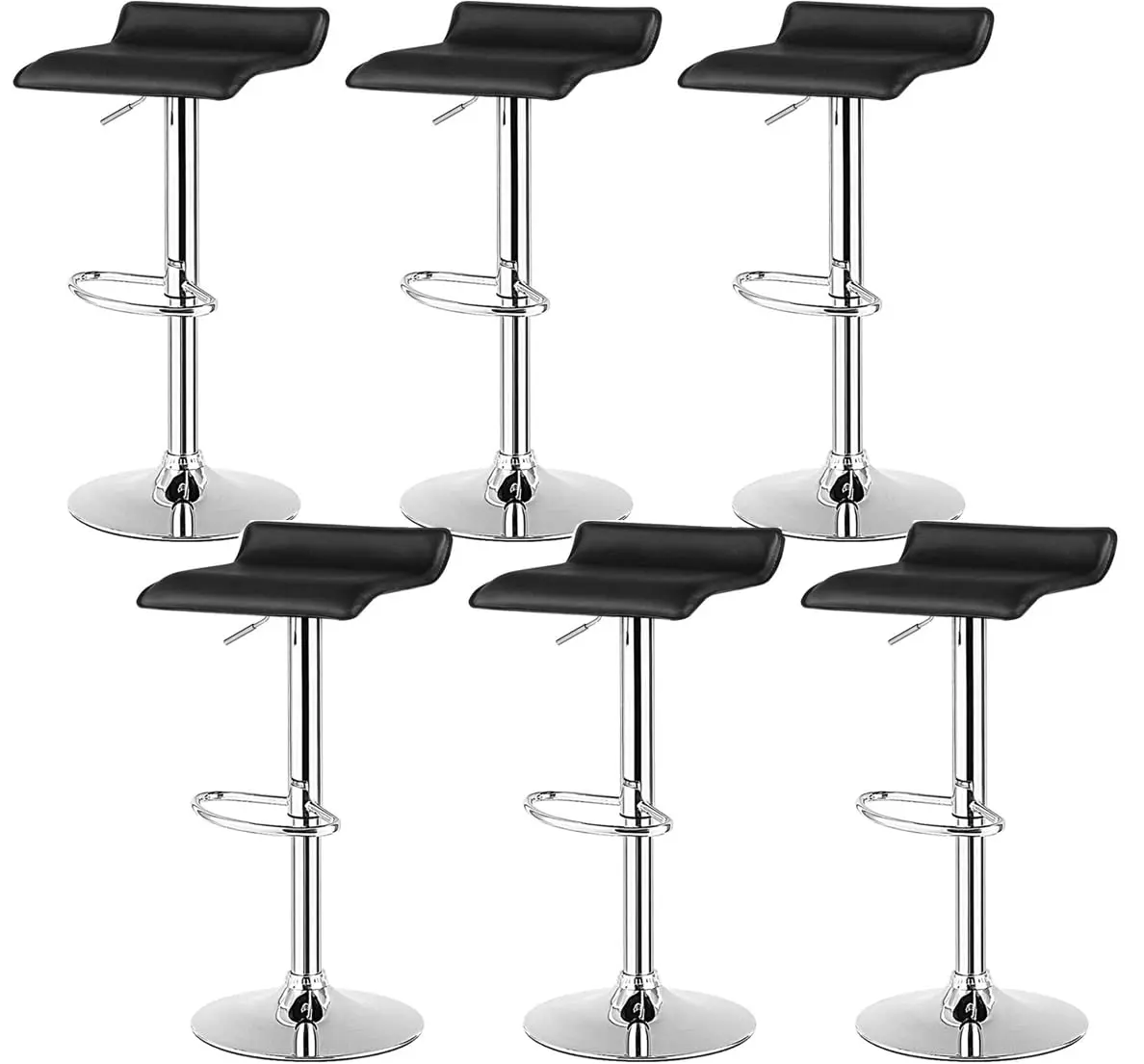 NAFORT Adjustable Swivel Bar Stools Set of 6 | Height-Adjustable PU Leather Seating (70-120c) - main product image