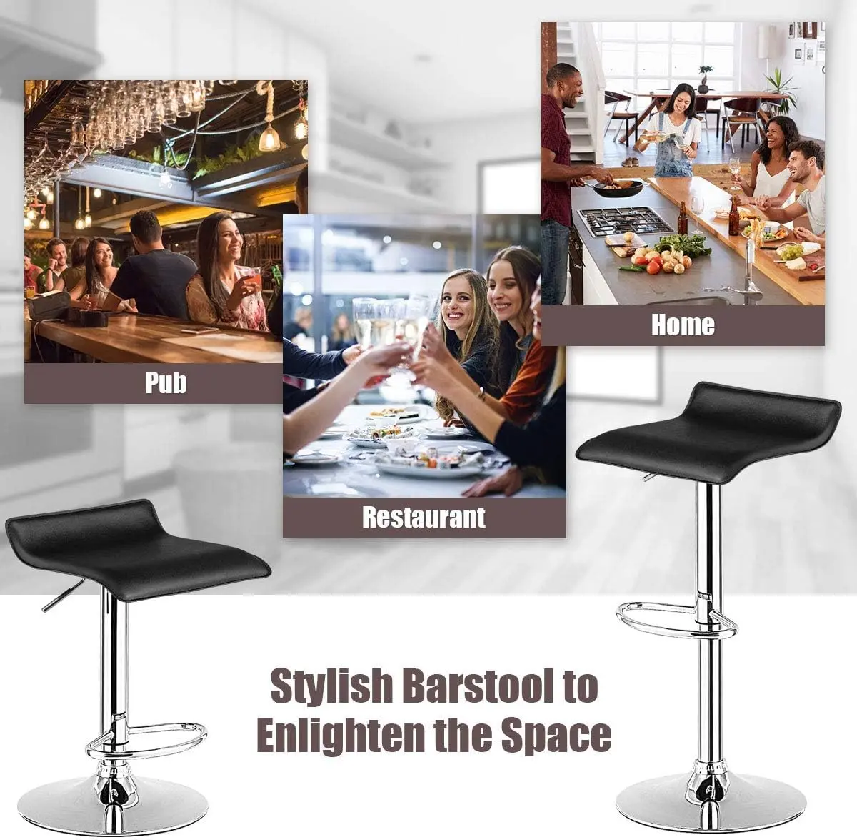 NAFORT Adjustable Swivel Bar Stools Set of 6 | Height-Adjustable PU Leather Seating (70-120c) - view 7
