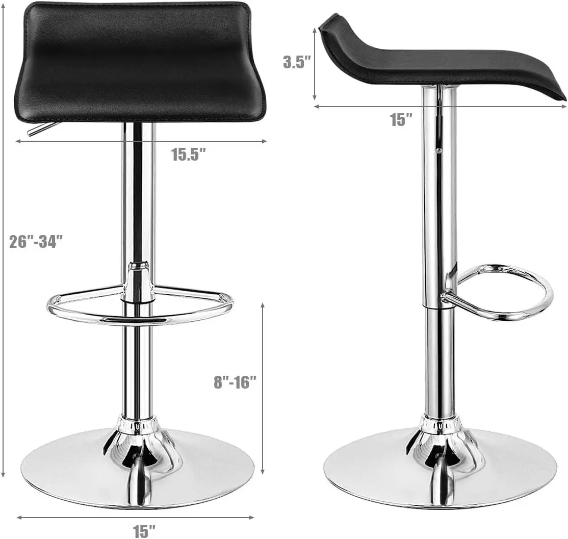 NAFORT Adjustable Swivel Bar Stools Set of 6 | Height-Adjustable PU Leather Seating (70-120c) - view 3