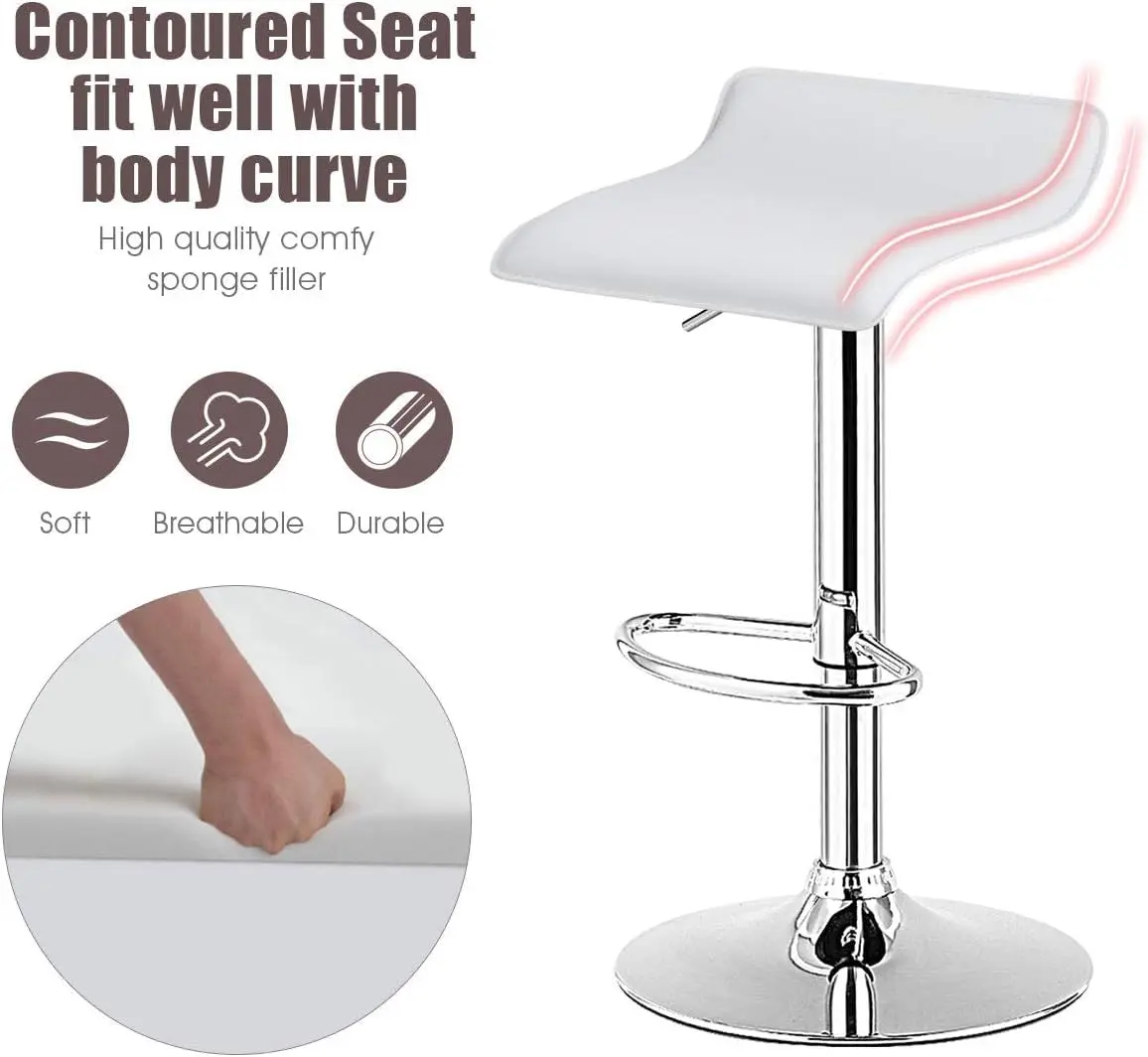 NAFORT White Bar Stools Set of 6 | Adjustable Height PU Leather Seats, Modern Kitchen & Bar Furniture - view 8