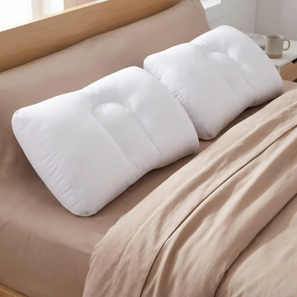 Bluestone Microbead Neck Pillows for Sleeping | White | Set of 2 | 20.5"x11"x4" - main product image