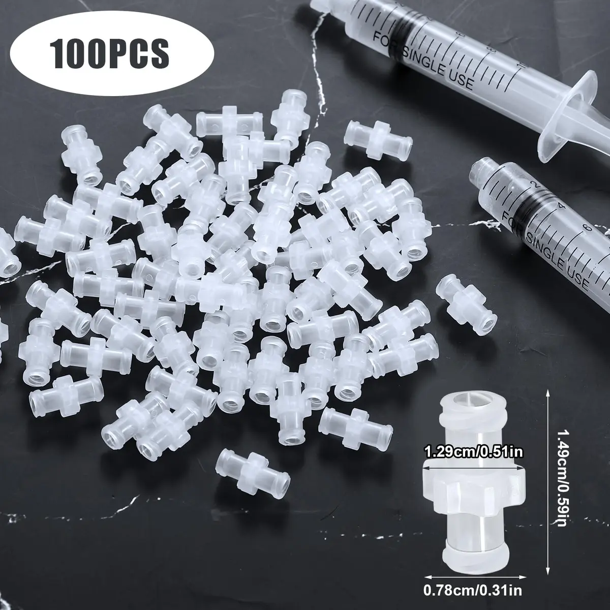 AIEX 100pcs Luer Lock Adapter Kit, Female Luer Lock Coupler Connector | PP, Transparent, Reusable - view 2