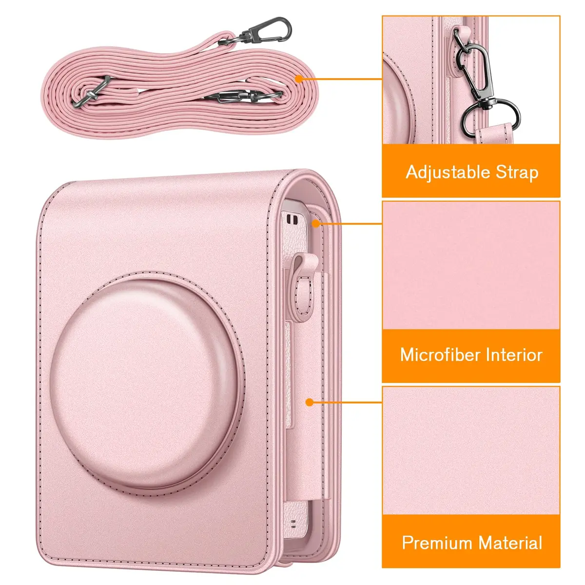 FINTIE Camera Case for Fujifilm Instax Mini EVO Camera with Strap | Vegan Leather Protective Cover - view 3