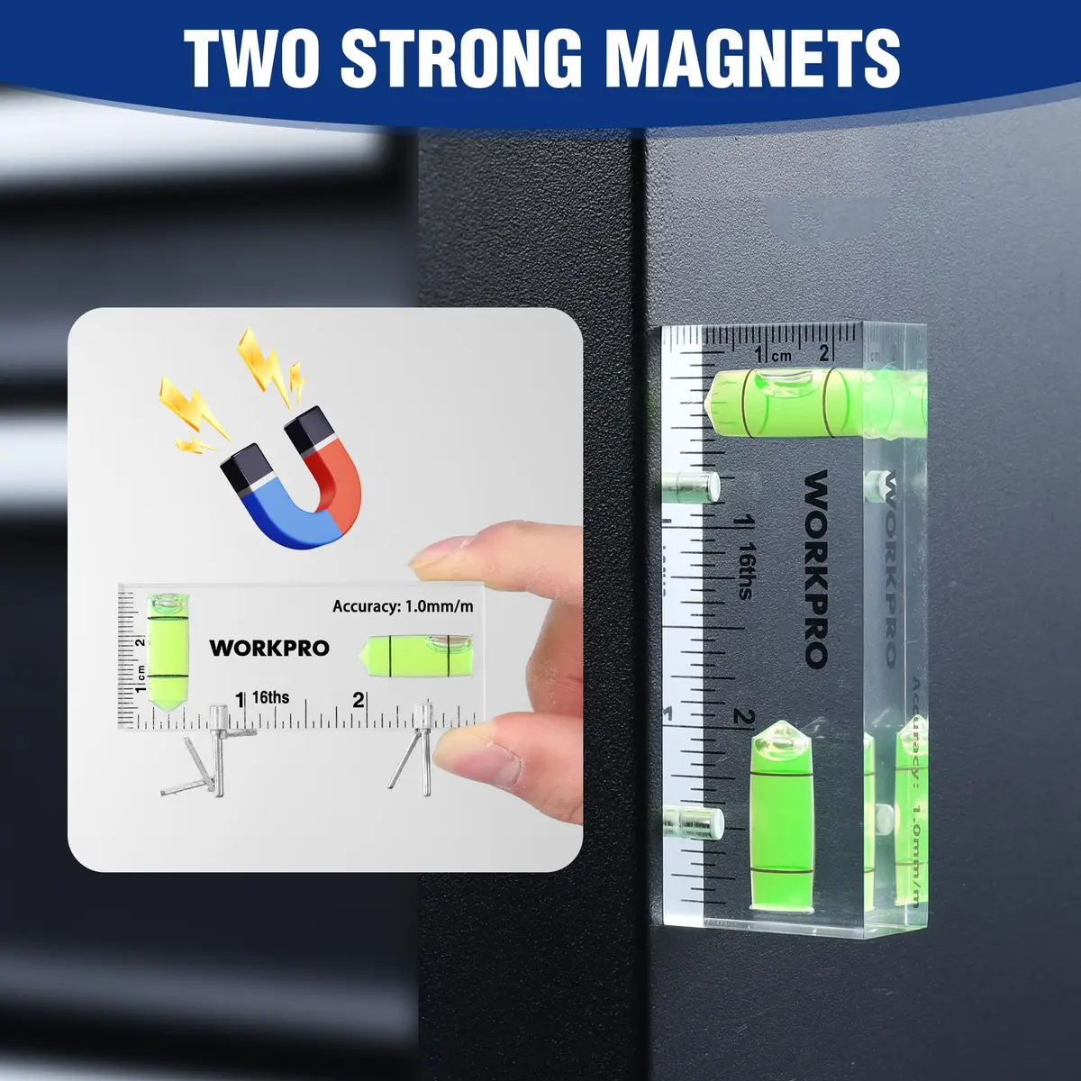 WORKPRO 3 Inch Magnetic Pocket Level (Pack of 2) | Compact, Magnetic & Accurate for DIY & Professionals - view 4