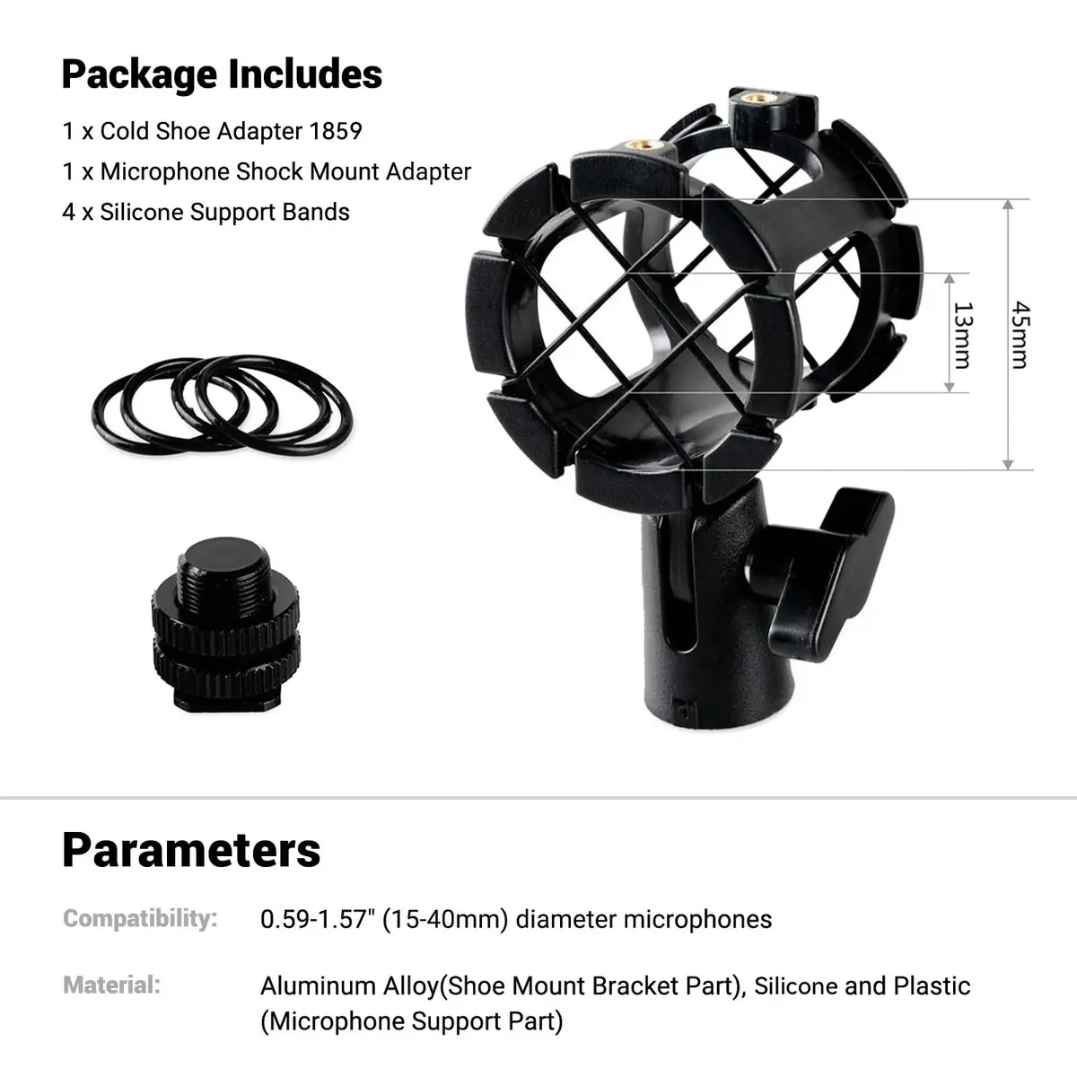 SMALLRIG Microphone Shock Mount Cold Shoe Pinch with 3/8" Thread for 15-40mm Mics (Pack of 2) | Isolates Mic from Vibration - view 6