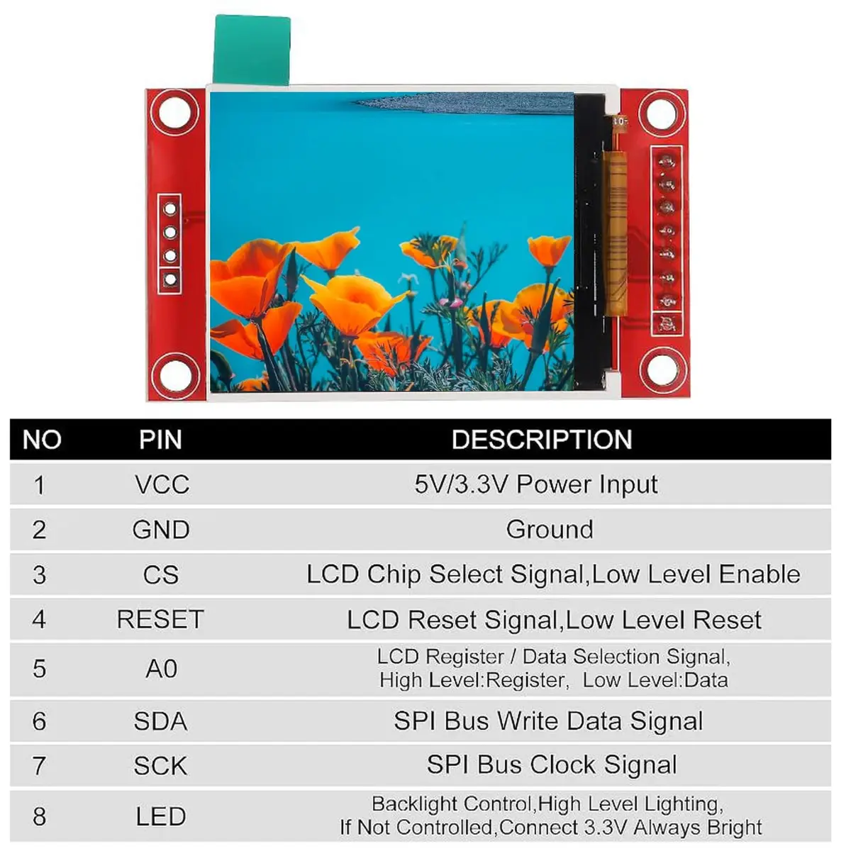 DIANN 1.8" SPI TFT LCD Display Screen Module ST7735 128×160 TFT LCD Shield 3.3V 5.5V | Rich Colors & Durable - view 2