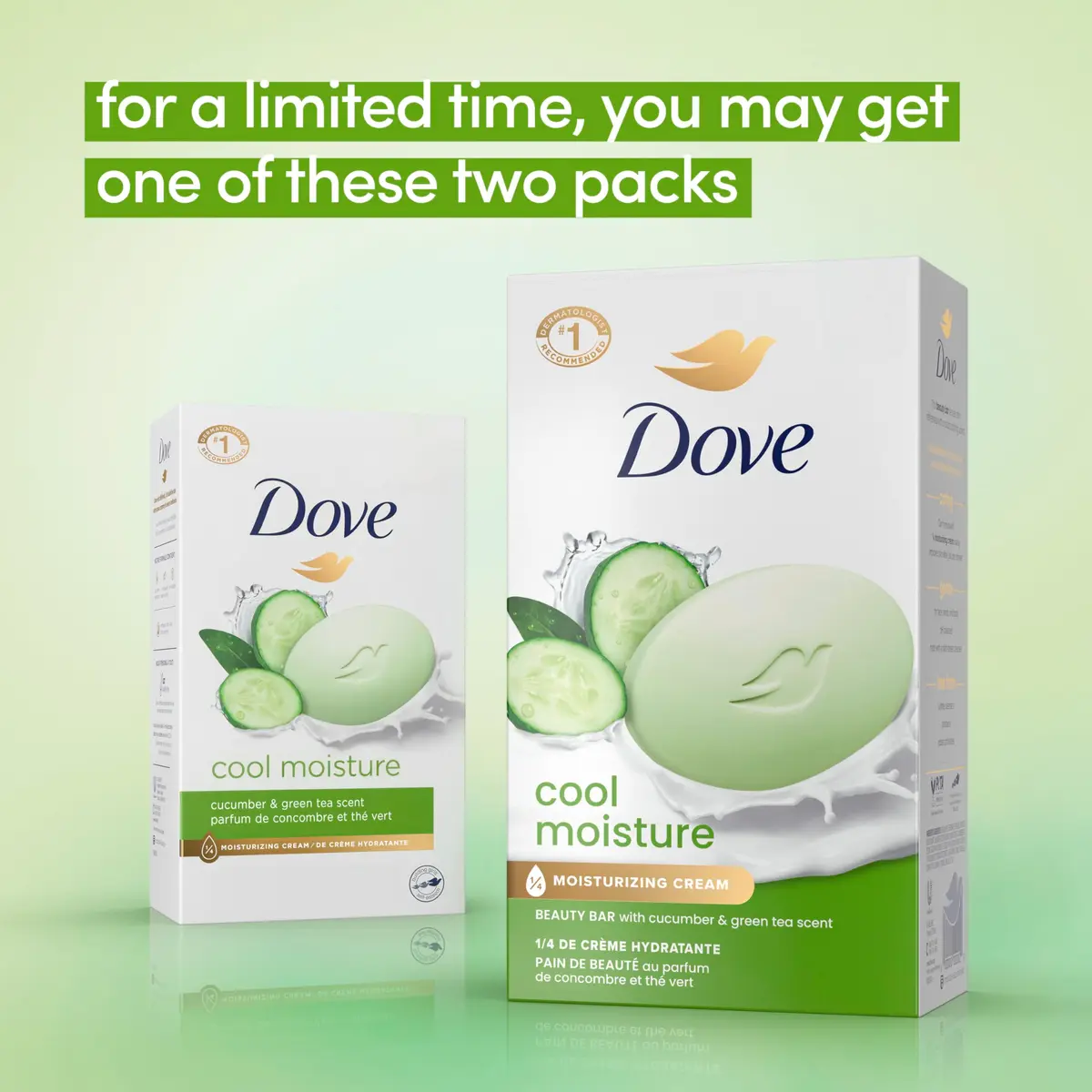 Dove Cool Moisture Beauty Bar Soap 3.75oz Pack of 72 | Refreshing Moisturizer with Cucumber & Green Tea - view 2