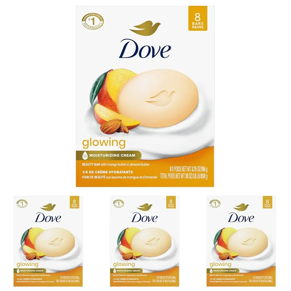 Dove Glowing Beauty Bar Soap, Mango & Almond Butters, 3.75 Oz | Nourish & Radiate - main product image