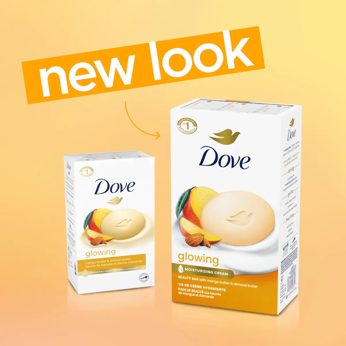Dove Glowing Beauty Bar Soap, Mango & Almond Butters, 3.75 Oz | Nourish & Radiate - view 3