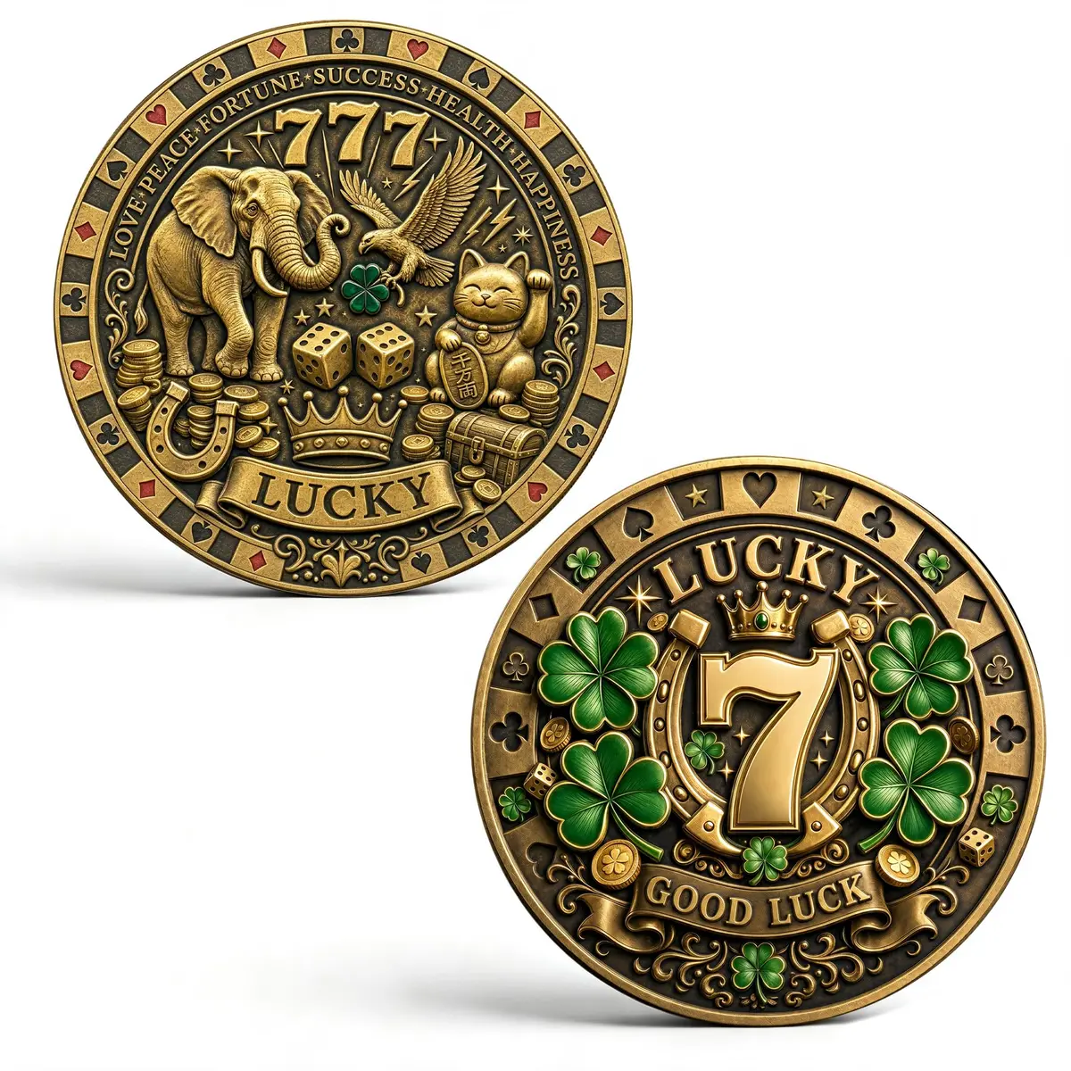 LParkin Lucky Coin Good Luck Charm & Lottery Scratcher Tool for Men Women | Vintage Bronze - main product image