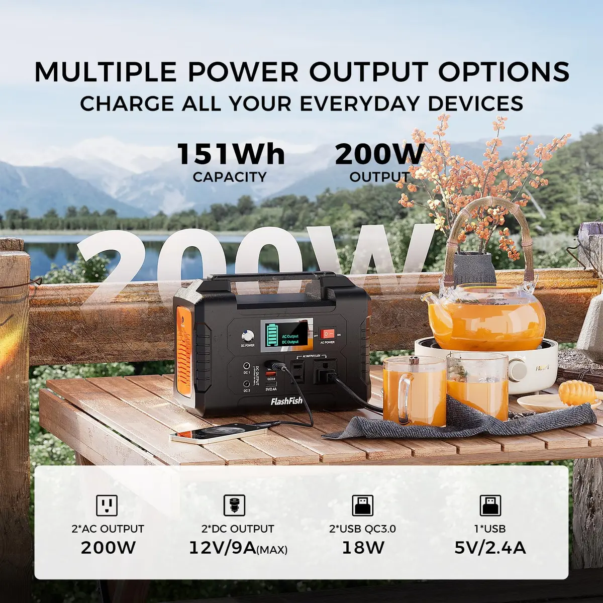 FF FLASHFISH Solar Generator 151Wh | 100W Solar Panel for Home & Camping - view 2