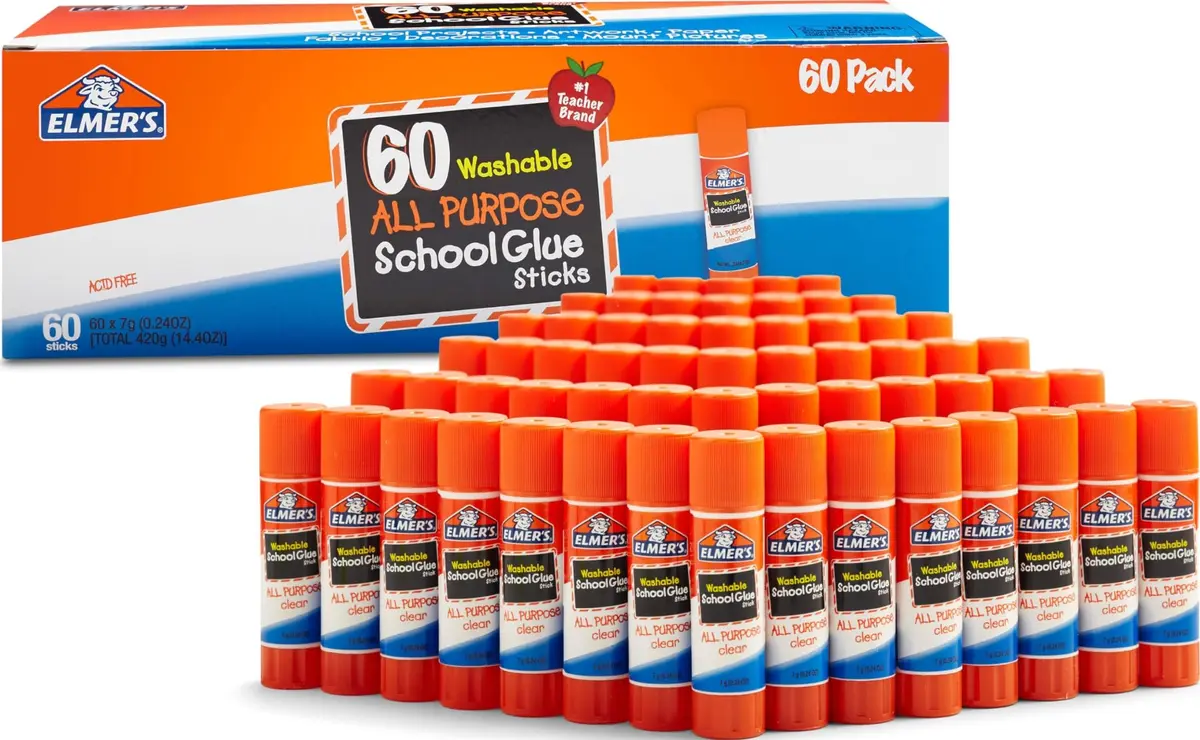 Elmer's All Purpose School Glue Sticks, 7g, Pack of 60, Acid-Free & Washable | Perfect for Paper & Crafts - main product image