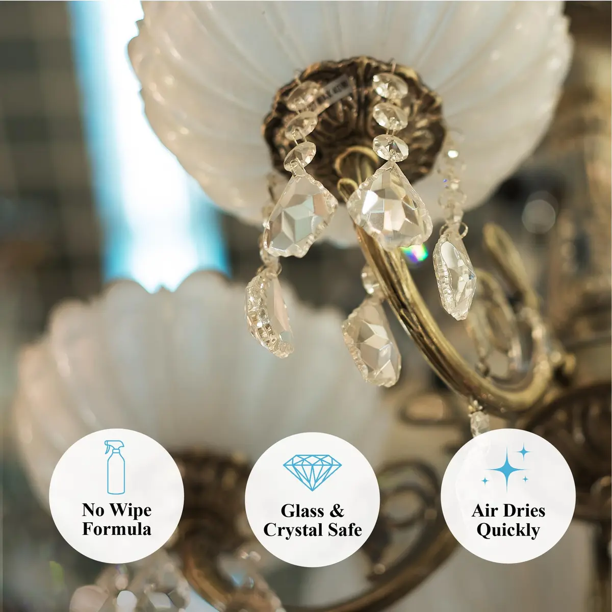 Hagerty Chandelier Cleaner - Spray On Crystal & Glass Cleaner, 32 Oz | Drip Dry No Wipe, Spray Range 25 Feet - view 3
