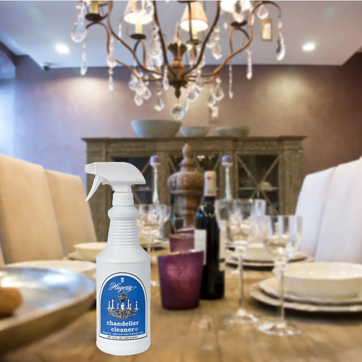 Hagerty Chandelier Cleaner - Spray On Crystal & Glass Cleaner, 32 Oz | Drip Dry No Wipe, Spray Range 25 Feet - view 4