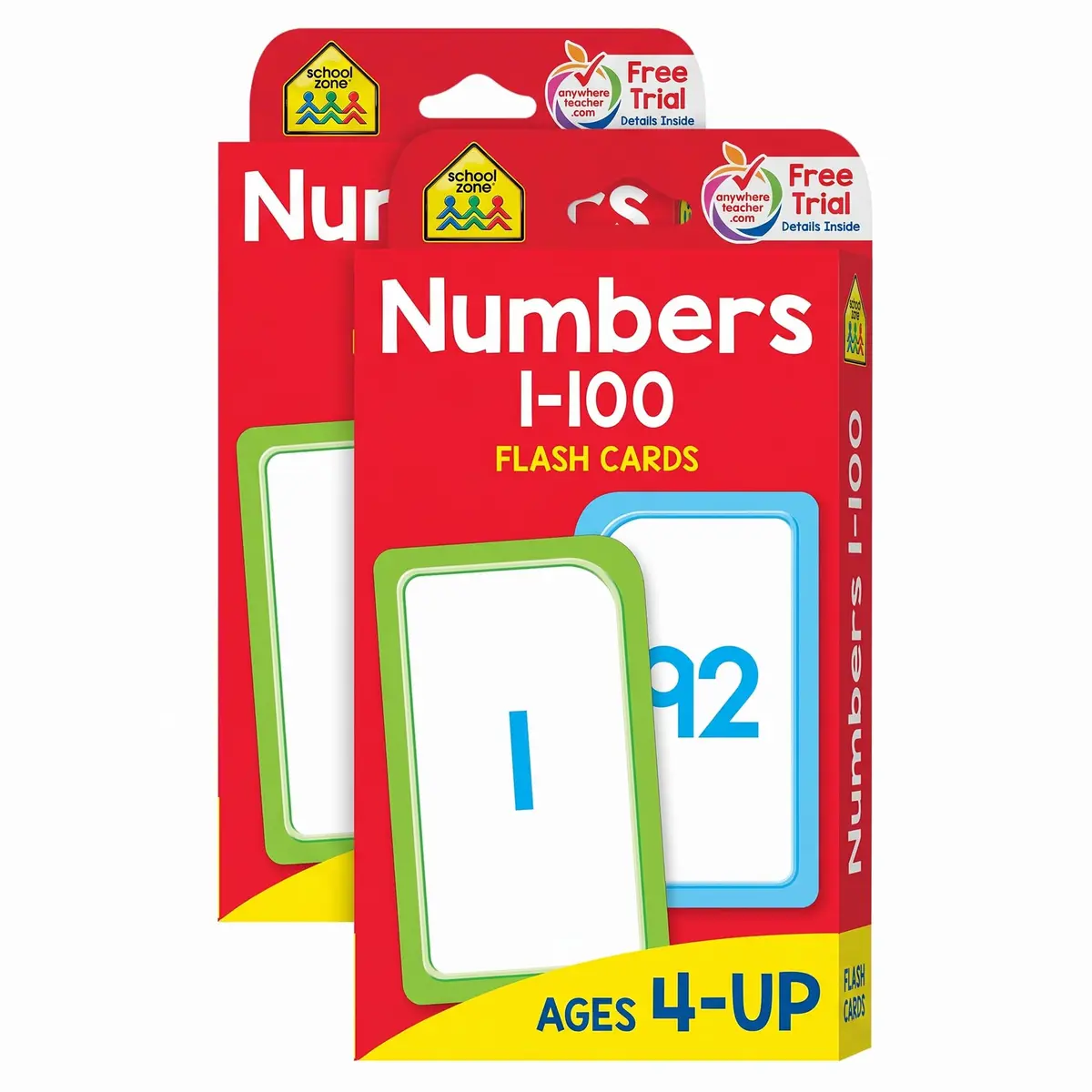 School Zone Numbers 1-100 Flash Cards Pack of 2 | Educational Math Learning Cards - main product image