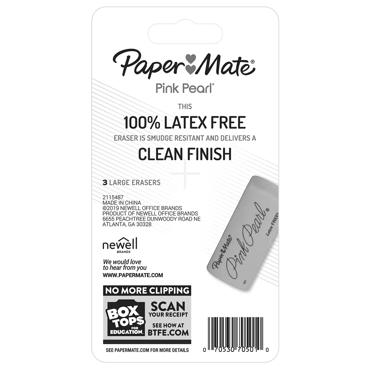 Paper Mate Pink Pearl Erasers, Large, 6 Count (Pack of 2) | Smudge-Resistant & Latex-Free - view 7