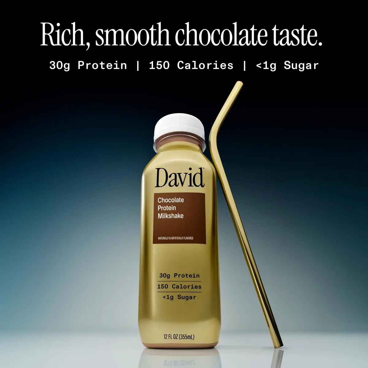 David Chocolate Protein Shake, 30g Protein, Ready to Drink, 12 fl oz | Rich Chocolate Flavor, Lactose Free, 12 Pack - view 3