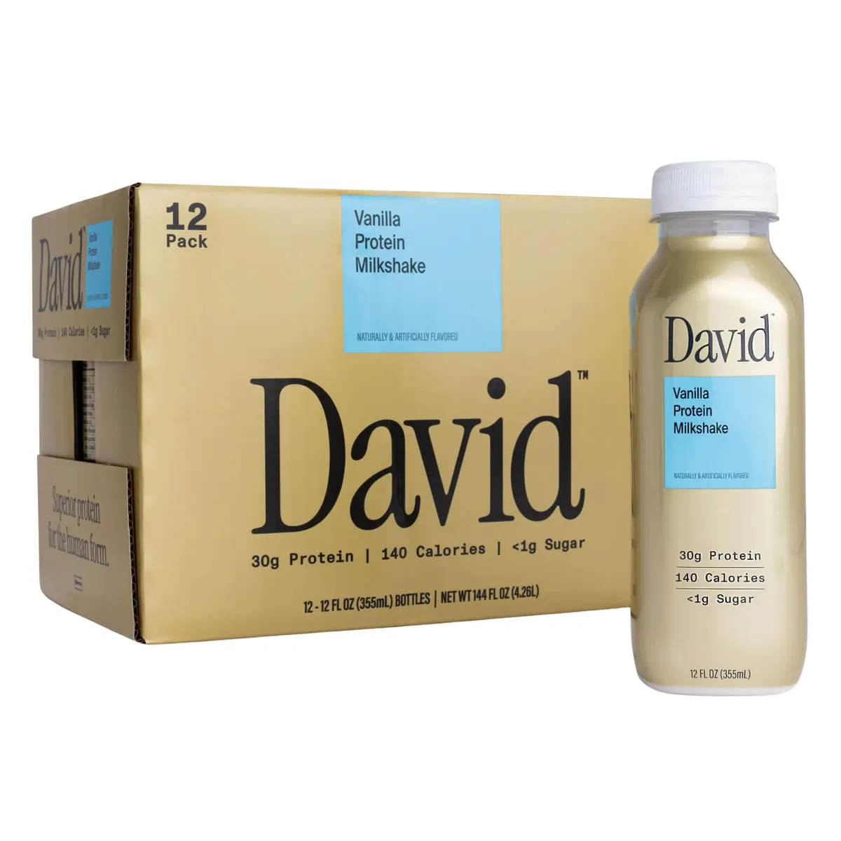 David Vanilla Protein Shake, 12 Fl Oz | 30g Protein, Lactose Free, Ready to Drink - main product image
