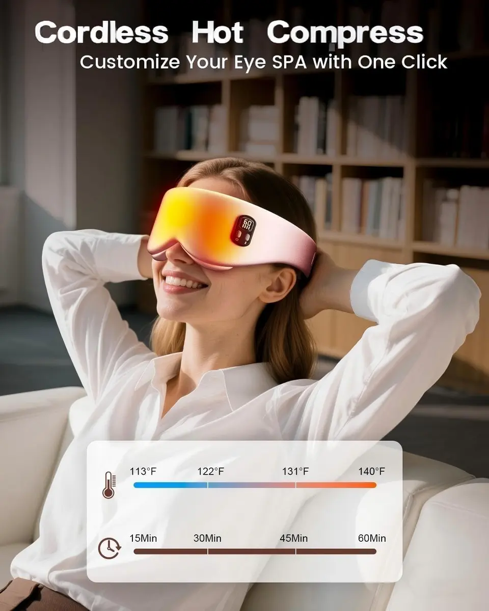 Anydance Cordless Heated Eye Mask 1 Count | 4 Temp Settings, Timed Shutdown, Travel Ready - view 4
