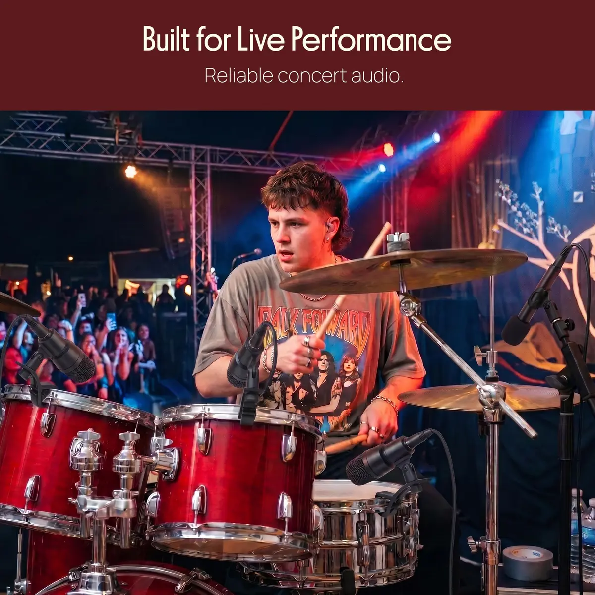 Pyle 7-Piece Drum Microphone Kit with Dynamic & Condenser Mics | Complete Studio & Live Setup (120 chars) - view 7