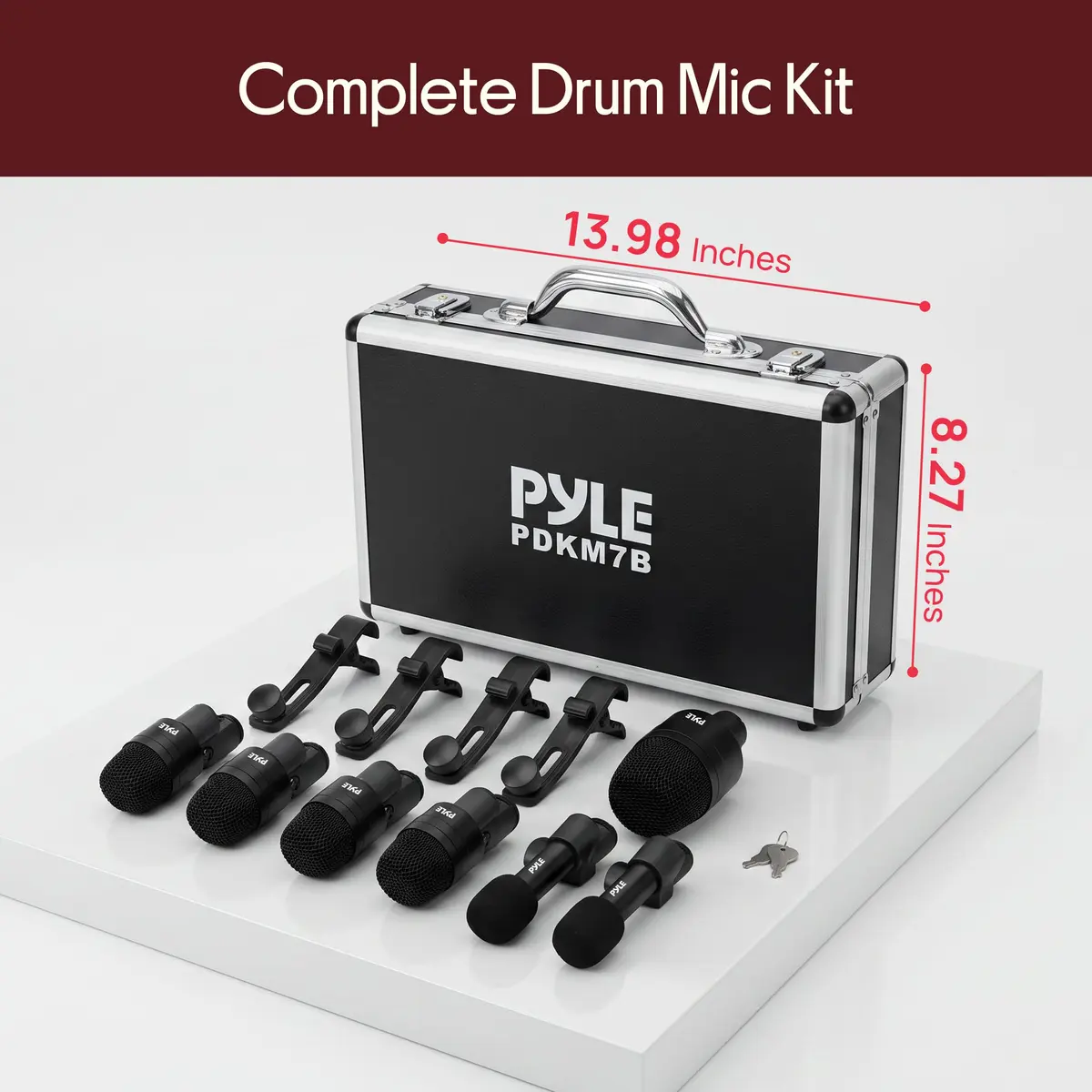 Pyle 7-Piece Drum Microphone Kit with Dynamic & Condenser Mics | Complete Studio & Live Setup (120 chars) - view 8