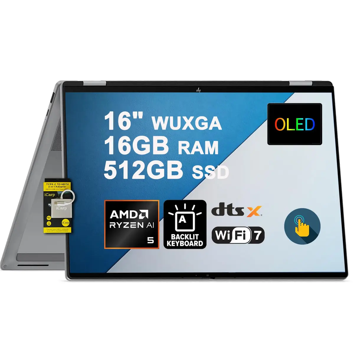 HP OmniBook X Flip 16 2-in-1 Laptop 16" OLED Touch | AMD Ryzen AI 5 430, 16GB RAM, 512GB SSD - main product image