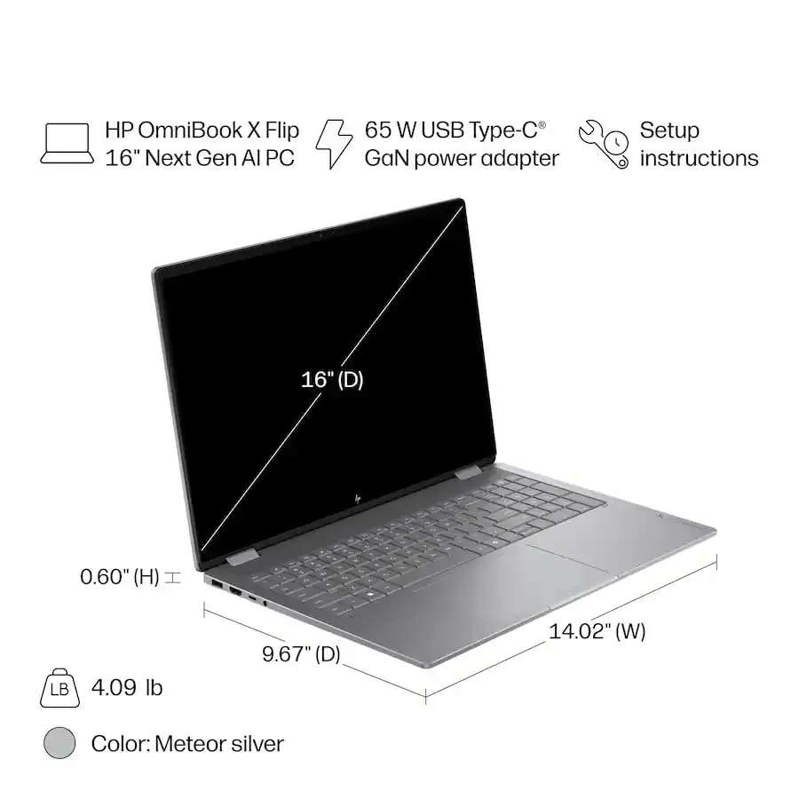 HP OmniBook X Flip 16 2-in-1 Laptop 16" OLED Touch | AMD Ryzen AI 5 430, 16GB RAM, 512GB SSD - view 11