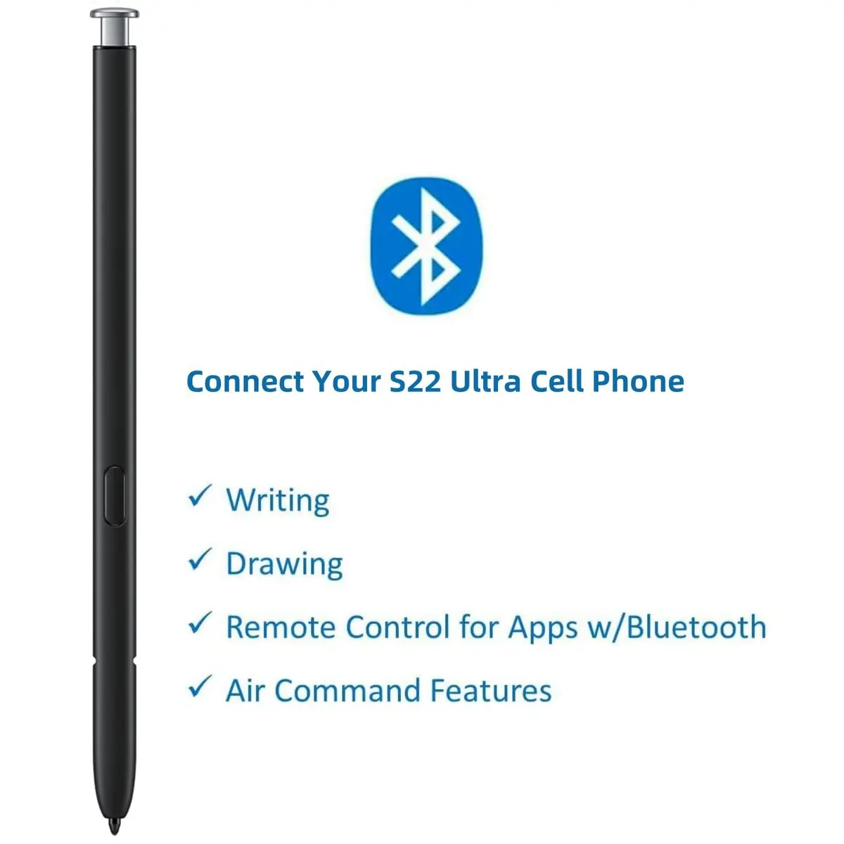 TYHJ S22 Ultra Pen (Bluetooth) Replacement for Samsung Galaxy S22 Ultra, S Pen Stylus (4096 Pressure Sensor) + Tips | Silver - view 2