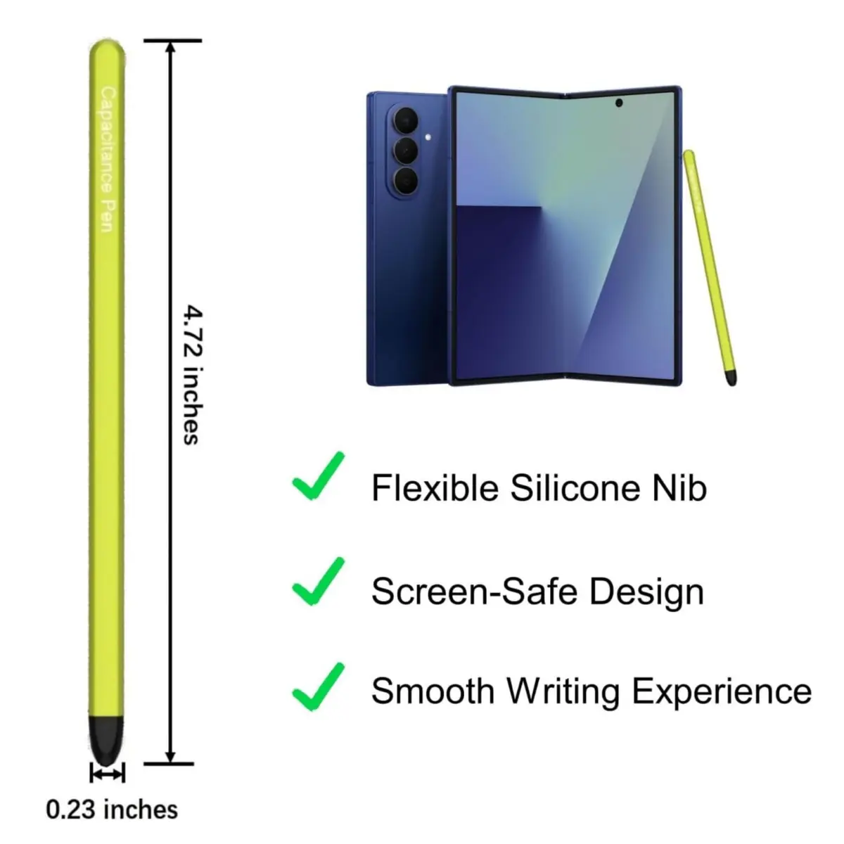 Qenw Slim-Green S Pen for Galaxy Z Fold 8 Ultra & Compatible Models | Lightweight Aluminum, No Battery - view 3