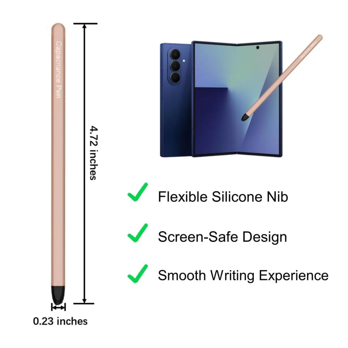 Qenw S Pen for Galaxy Z Fold 8 Ultra / Fold 7 / Fold 6 / Fold 5 | Slim-Pink* Stylus, Compatible with Internal & External Screen - view 3