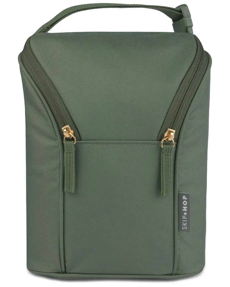 Skip Hop Insulated Bottle Bag Sage Holds 2 Bottles Includes Freezer Pack | Stroller-Friendly - main product image