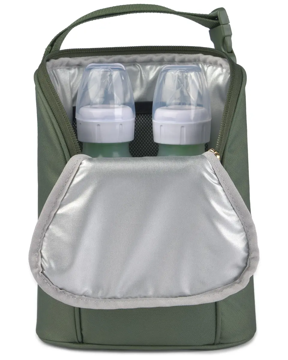 Skip Hop Insulated Bottle Bag Sage Holds 2 Bottles Includes Freezer Pack | Stroller-Friendly - view 2