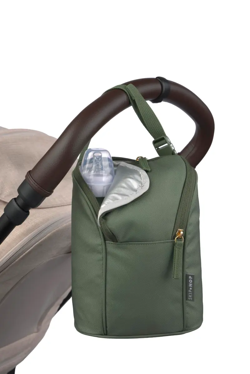Skip Hop Insulated Bottle Bag Sage Holds 2 Bottles Includes Freezer Pack | Stroller-Friendly - view 3
