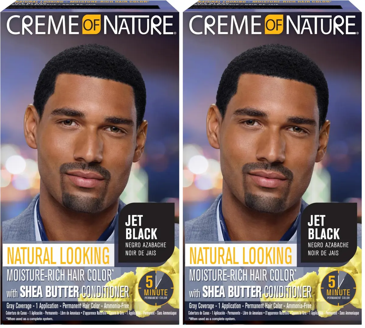 Creme of Nature Natural Looking Moisture-Rich Liquid Hair Color for Men Jet Black | Ammonia-Free Gray Coverage (1 Application Pack of 2) - main product image