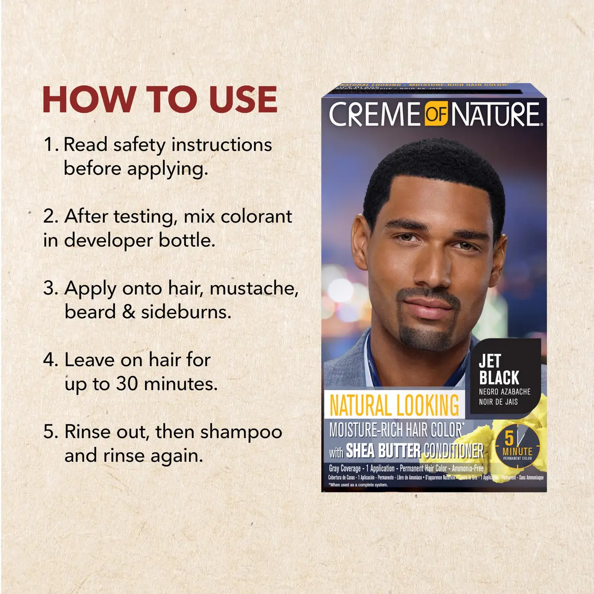 Creme of Nature Natural Looking Moisture-Rich Liquid Hair Color for Men Jet Black | Ammonia-Free Gray Coverage (1 Application Pack of 2) - view 6