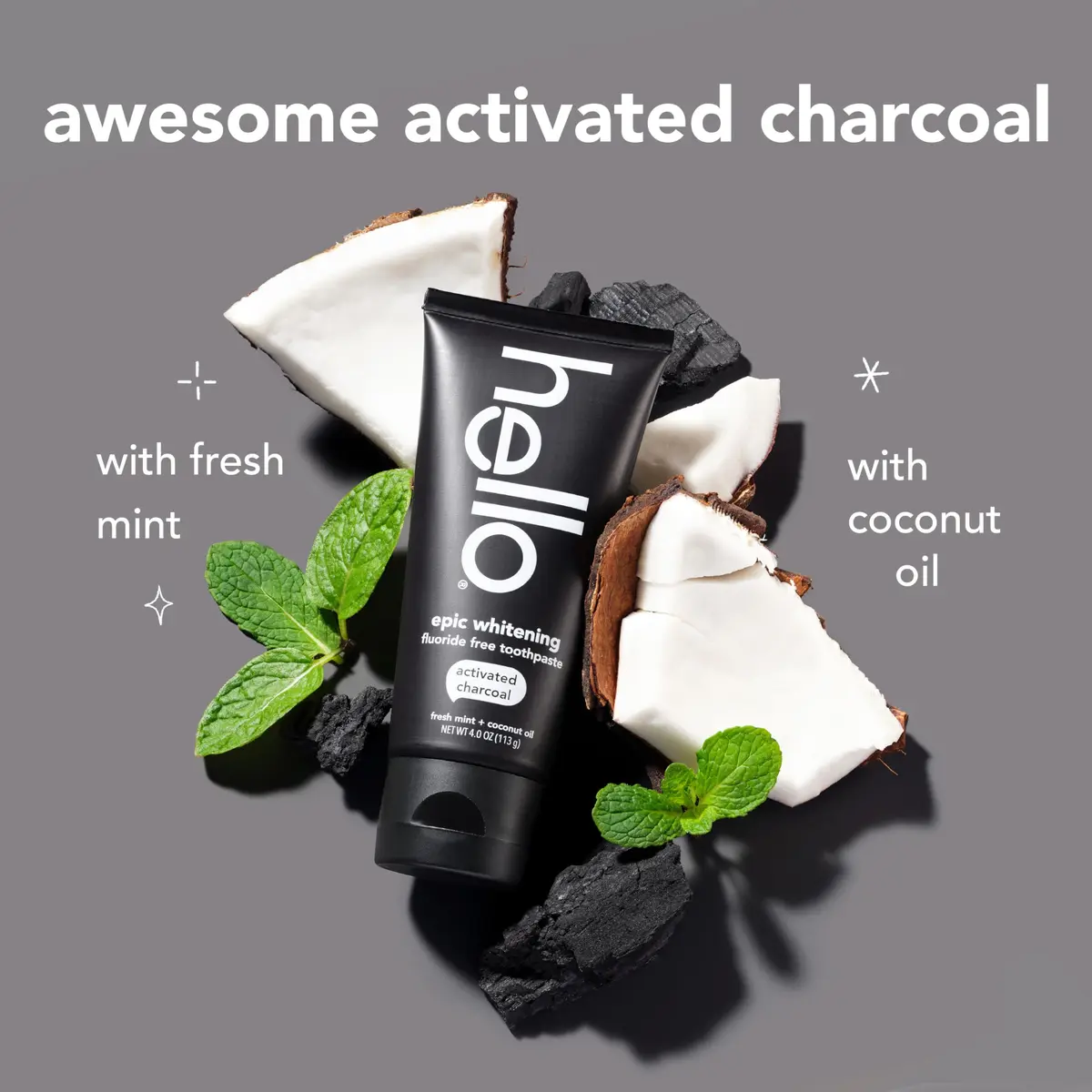 hello Epic Whitening Activated Charcoal Toothpaste & Chill Mint Mouthwash Bundle | 4 oz Toothpaste (3pk) & 17.6 Fl Oz Mouthwash (3pk) - view 4