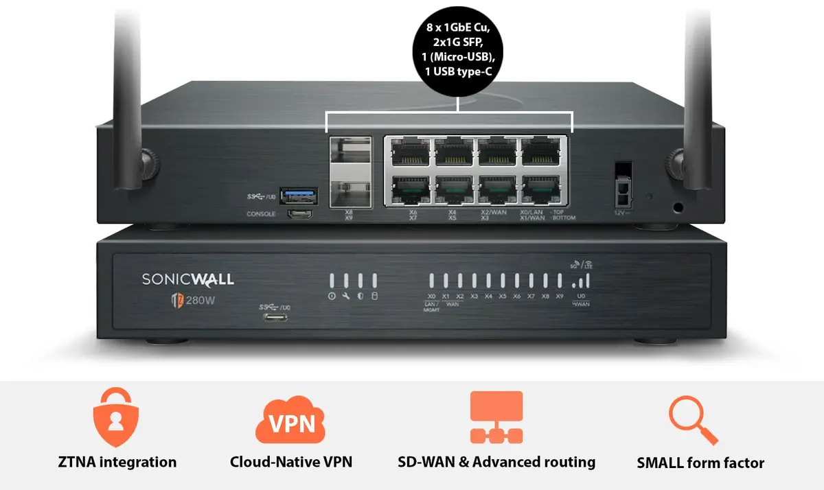 SonicWall TZ280W Secure Upgrade Plus Advanced Edition Firewall, 3-Year | Next-Gen Security & Support - view 2