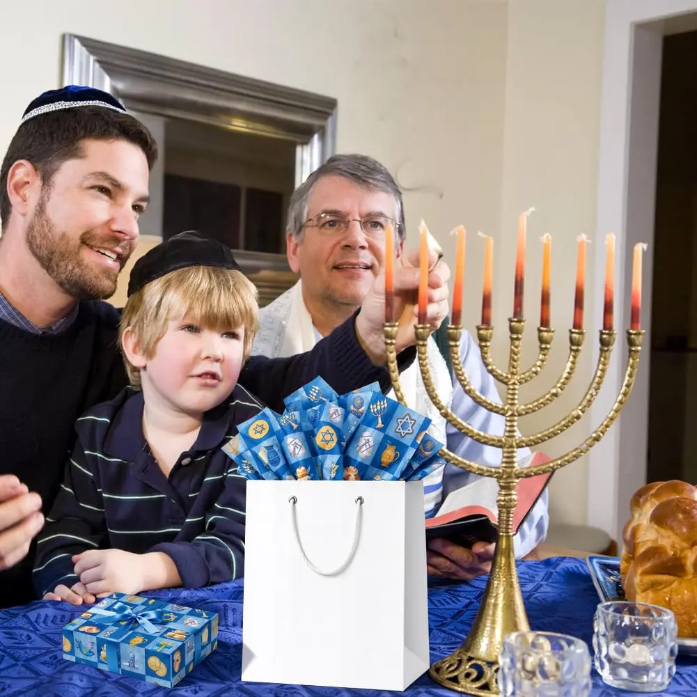 Boerni Hanukkah Tissue Paper with Blue Gold Menorahs 50 Sheets | Festive Gift Wrapping & Crafts - view 6