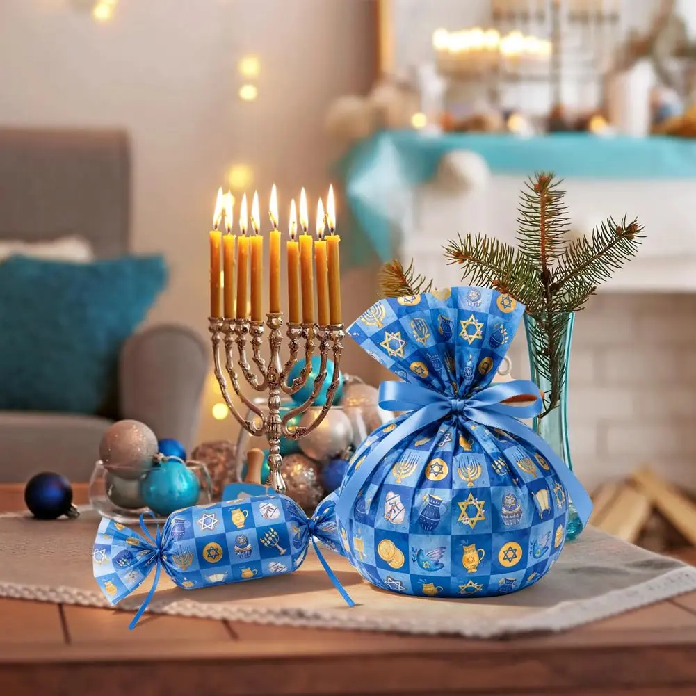 Boerni Hanukkah Tissue Paper with Blue Gold Menorahs 50 Sheets | Festive Gift Wrapping & Crafts - view 4