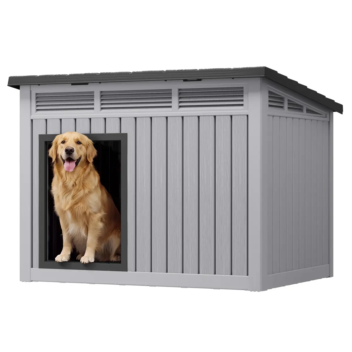 Fancyango Large Dog House 43"L x 33"W x 32"H Weatherproof & Easy Setup | XL Dog Shelter - main product image