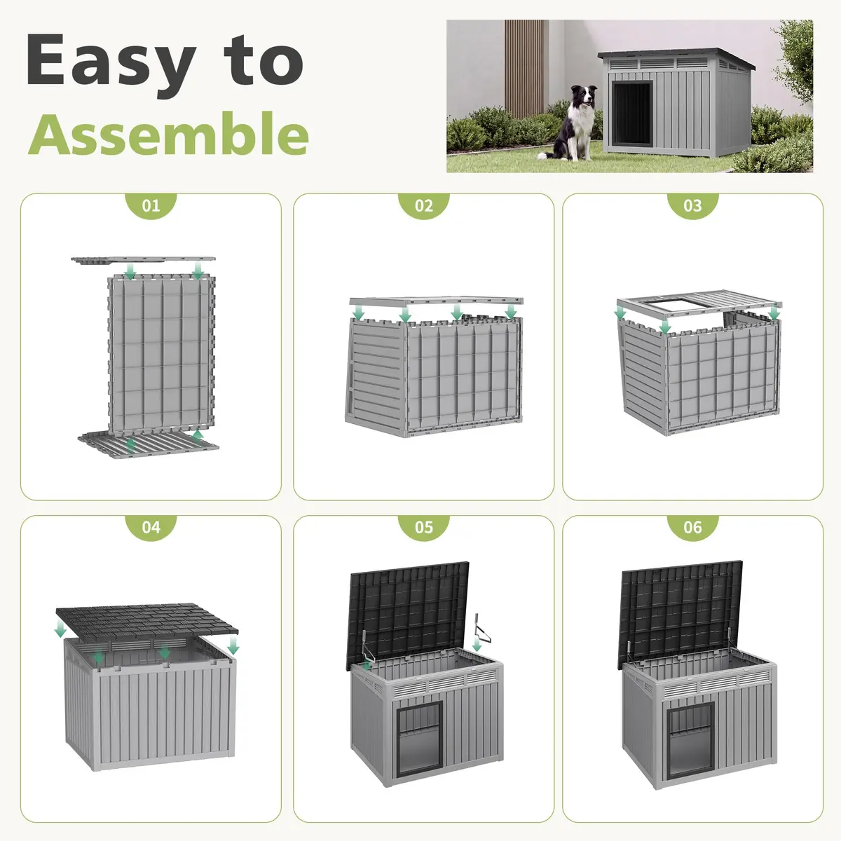 Fancyango Large Dog House 43"L x 33"W x 32"H Weatherproof & Easy Setup | XL Dog Shelter - view 2