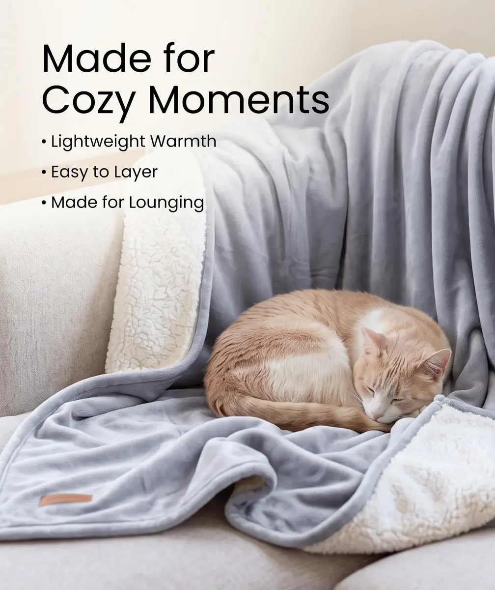 Dawhud Direct Cloud Sherpa Fleece Throw Blanket 50"x60" | Cozy Reversible Plush for Couch & Bed - view 4