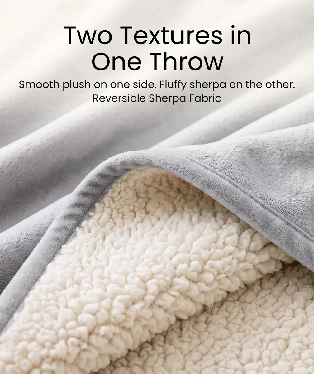Dawhud Direct Cloud Sherpa Fleece Throw Blanket 50"x60" | Cozy Reversible Plush for Couch & Bed - view 3