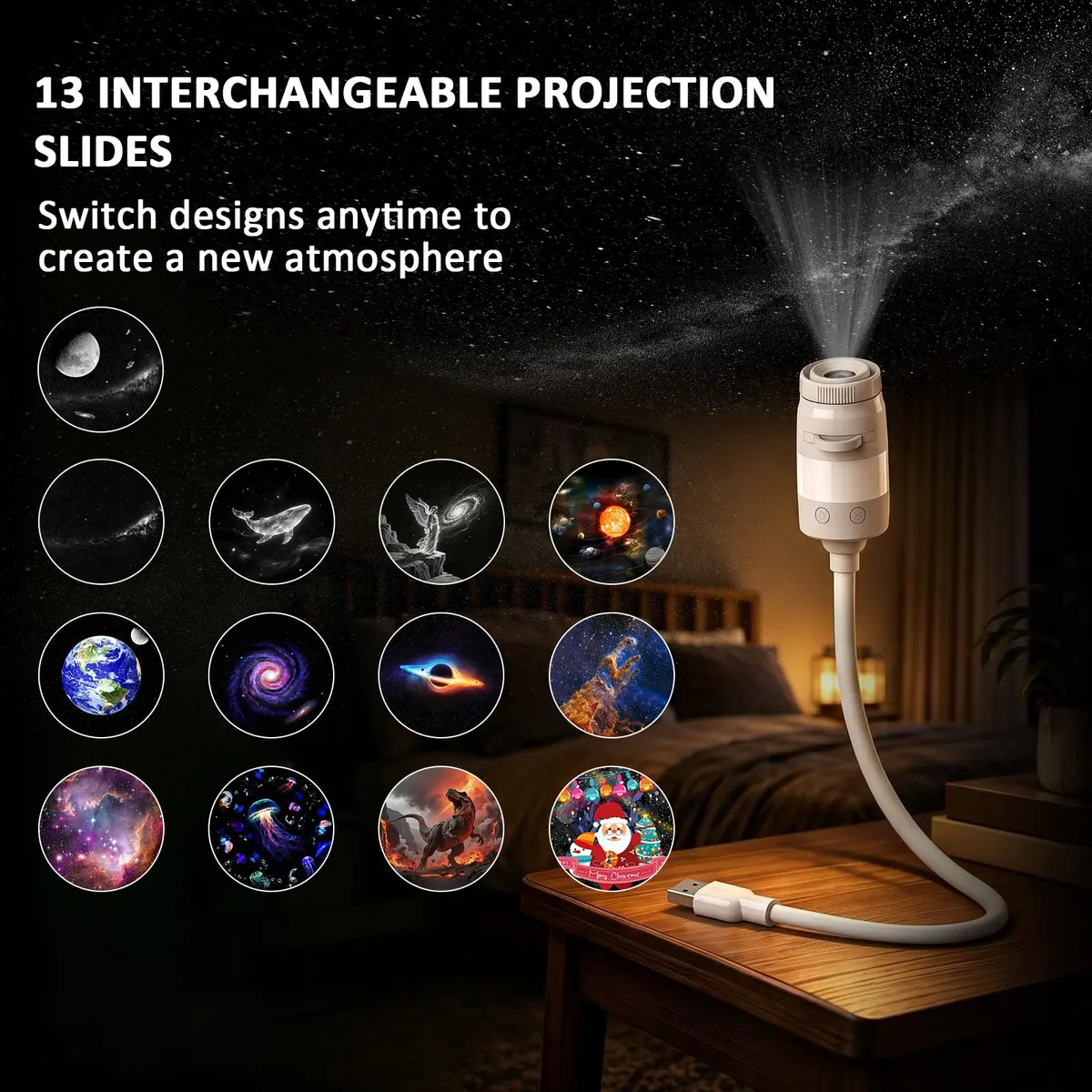 Ainael Galaxy Projector Night Light | HD Star Projection & RGB Night Light for Bedroom - view 5